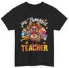 One Thankful Teacher Thanksgiving Turkey Cute Crayon Pencil T-Shirt