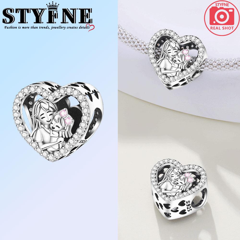 Copper Heart Mother And Daughter Hugging Each Othercharms Beads Pendant For Original Bracelet Woman Girl Jewelry