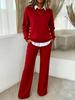 2025 Fashion Button Decor Fake Two-Piece Set - Europe & America Style