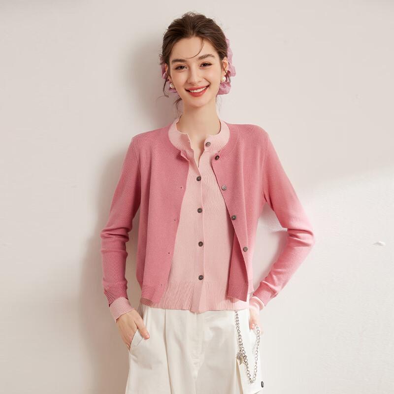 Bailuyu Women's Gentle Color-Block Knit Cardigan