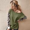 Women S Casual Leopard Patchwork Knit Pullover Sweater