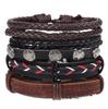 Retro Woven Cowhide Leather Men's Bracelet Set - European & American Handmade DIY Knot