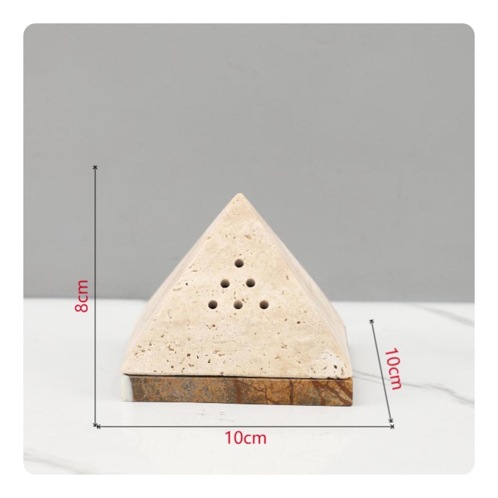 Pyramid Incense Burner StoneLike Holder with Base Stable Censer for Hotel Reception,