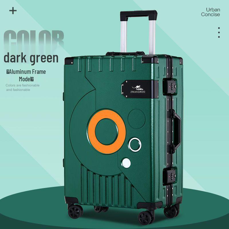 Aluminum Frame Leather Suitcase 20"/28" with Universal Wheels for Men, Women, Students