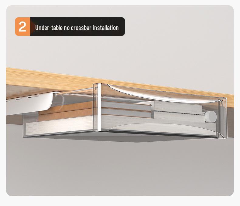 Adjustable Under-Desk Drawer: No Nails, No Drilling, Invisible Storage for Home or Office