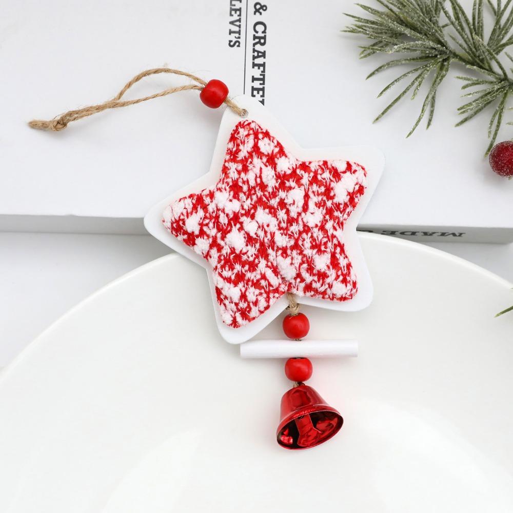 Wood Christmas Bells Pendants Decorative Star Car Ornament Xmas Tree Star Ornaments  Party