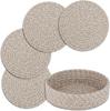 Trivets for Hot Dishes Trivets for Hot Pots and Pans Cotton Coasters 4 Pcs and Storage Basket 1 Pack Pot Holders for Kitchen Hot Pads for Table