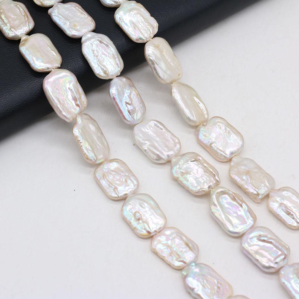 1String, Baroque Natural Freshwater Pearls, 15-22mm White Rectangle Pearl Beads for Jewelry Making DIY Crafts, Birthday Wedding Gifts, 36cm