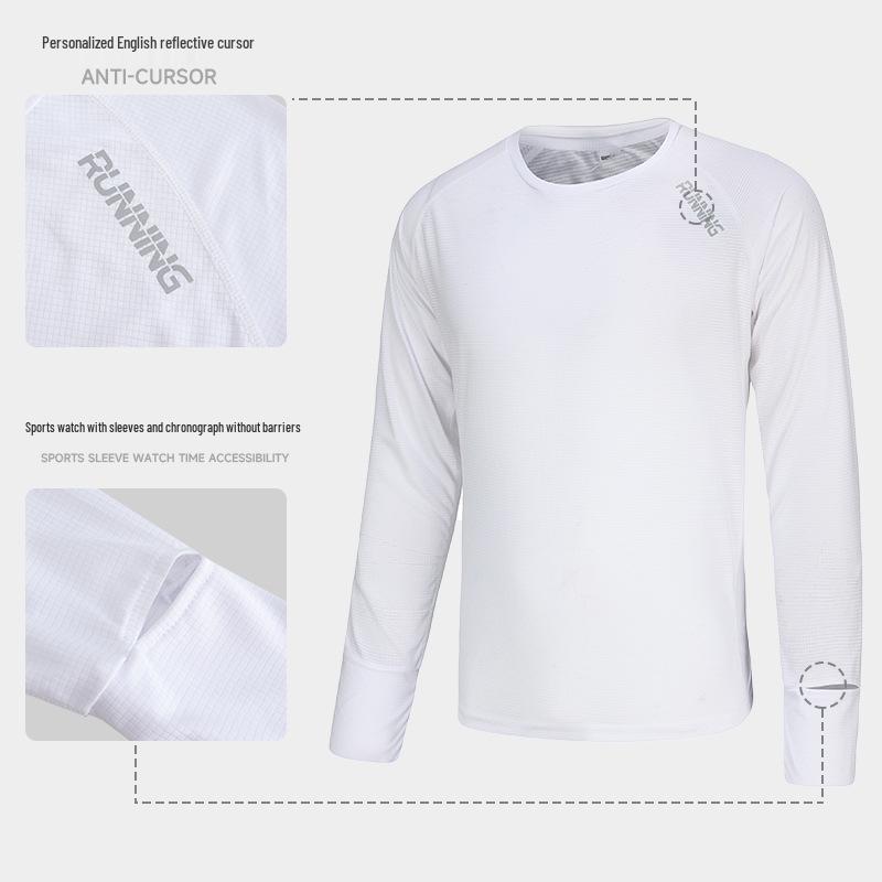 Herren Schnelltrocknendes Langarm-Sport-T-Shirt für Laufen, Basketball und Radfahren