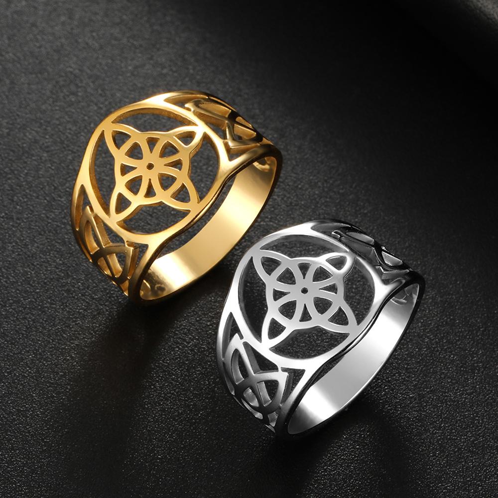 Dawapara Anello da Donna Nodo di Strega Nodo Celtico Anello Triquetra della Trinità Amuleto di Stregoneria Gioielli Wiccan in Acciaio Inossidabile