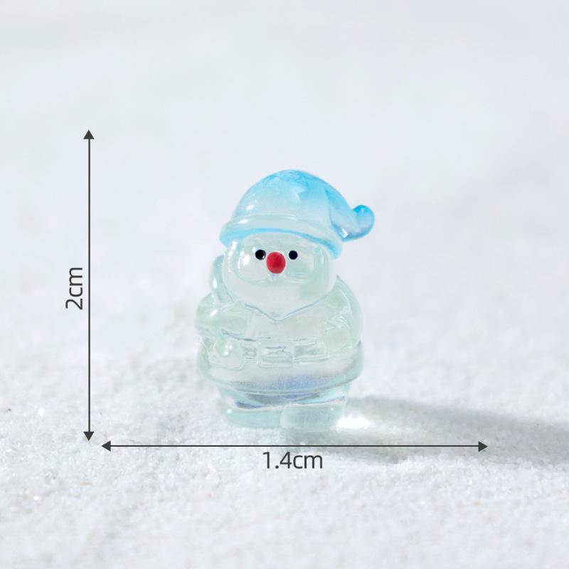 1/5Pcs Mini Resin Fluorescent Santa Claus Miniature Landscape Figurines Fairy Garden Decor Snow Landscape Model Ornaments