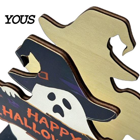 Solid Wood Paper Organizer Halloween Ghost/Cat Wooden Napkin Holder, Cute Towel Decorative Holiday Party Dining Accessories Stand, Freestanding Tissue