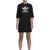 Adidas Originální šaty s logem Trefoil, kulatým výstřihem, slim fit, ležérní sportovní, s dlouhým rukávem, dámské šaty, černé DP8593