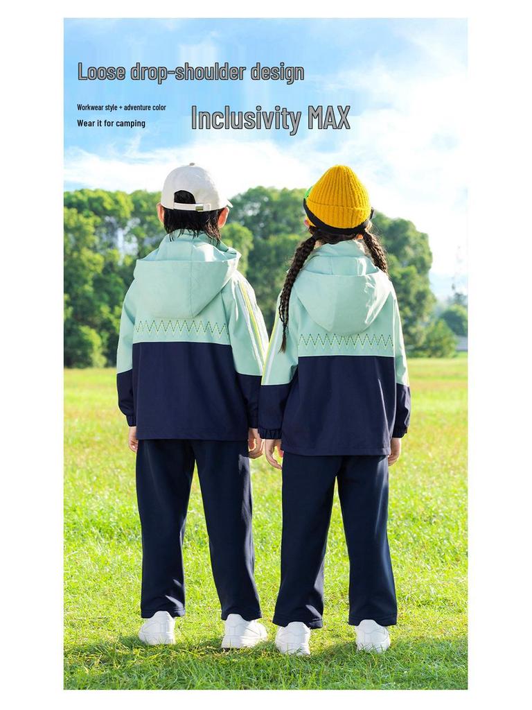 Set Uniforme Sportiva Autunnale per la Prima Elementare: Giacca a vento invernale e completo a tre pezzi per la scuola materna