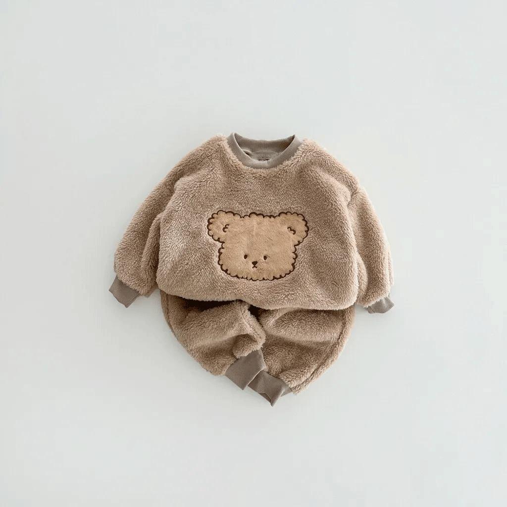 INS Korean Baby Plush Jumpsuit: Autumn/Winter Long-Sleeve Cartoon Design for Boys & Girls - Warm Outdoor Crawling Outfit
