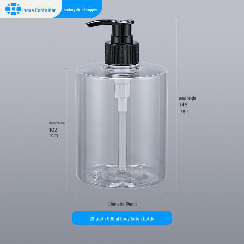 Flacon pompă din plastic transparent de capacitate mare de 500 ml pentru șampon sau gel de duș