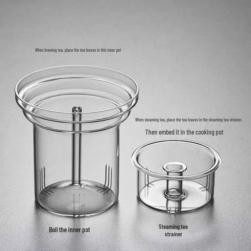High-Temperature Resistant 1L Transparent Glass Teapot with Handle for Fire Cooking, Ins Style Tea Set