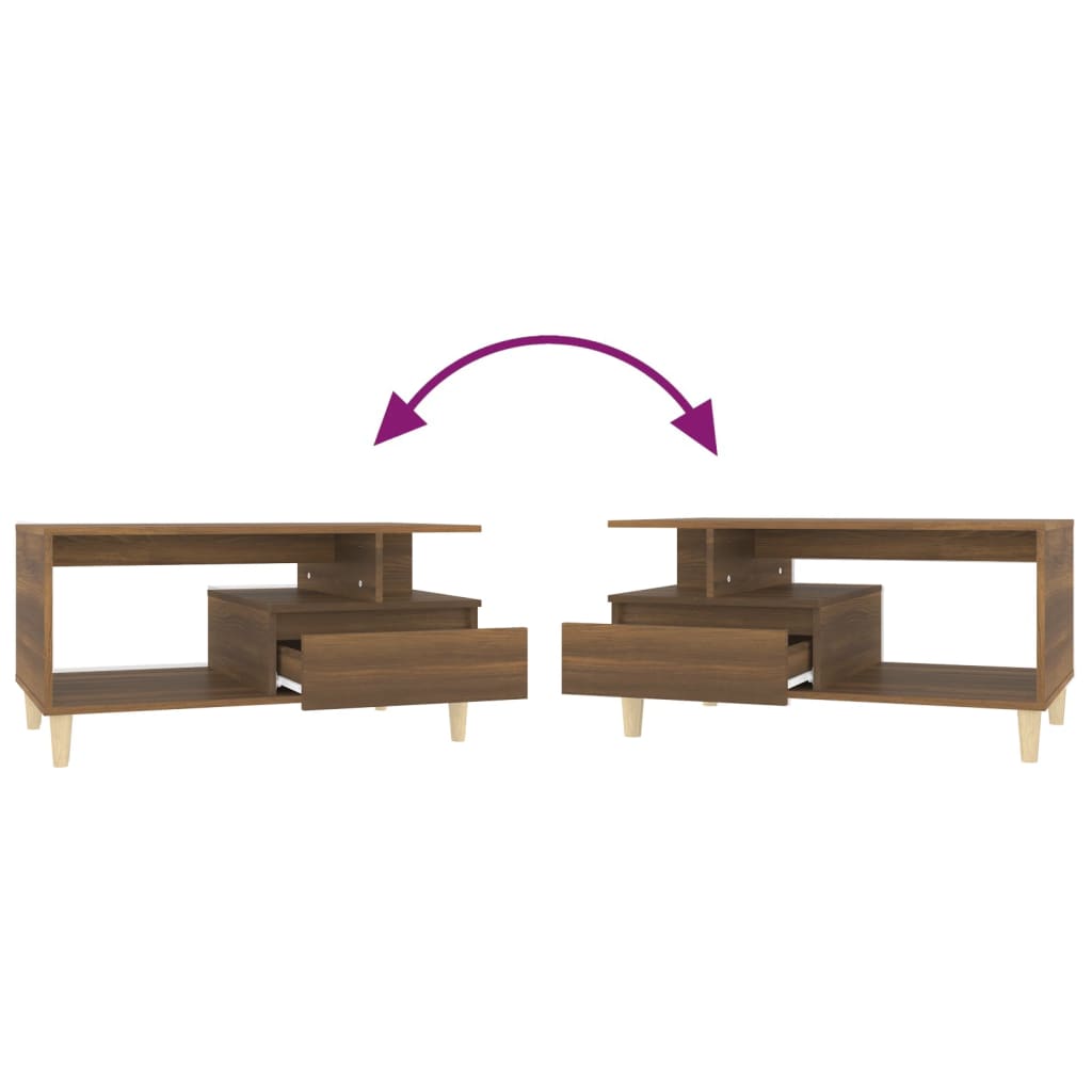 Coffee Table, Brown Oak 90x49x45 Cm, Wood-based Material