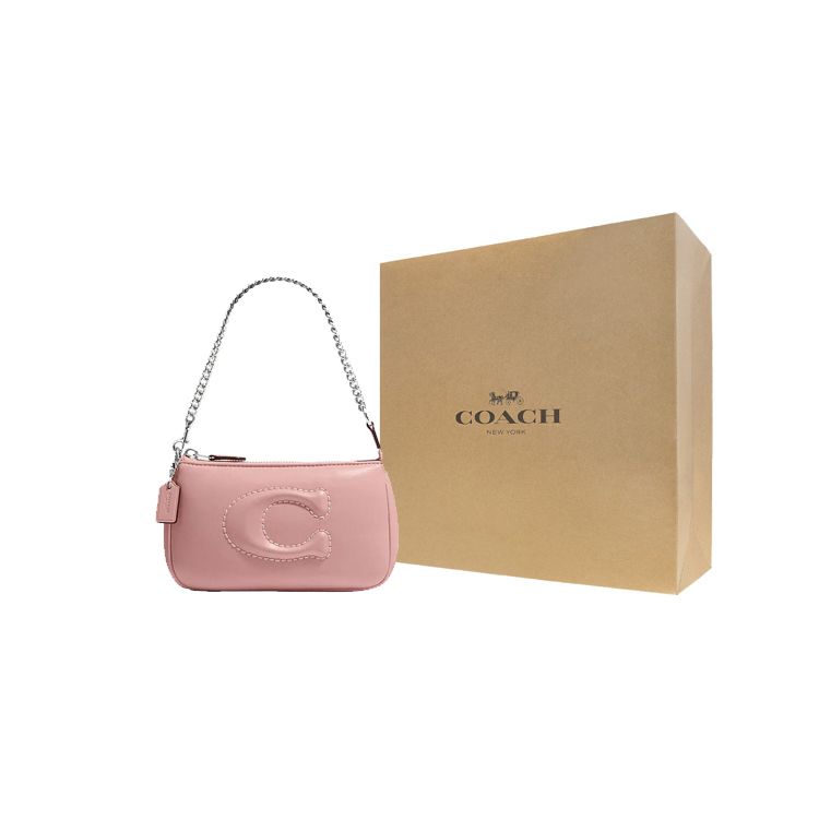 Coach Nolita 19 Solid Color Letter Large Logo Quilted Zipper Closure Lambskin Storage Handbag Small Women handbags Light-Pink CJ527-SVLP