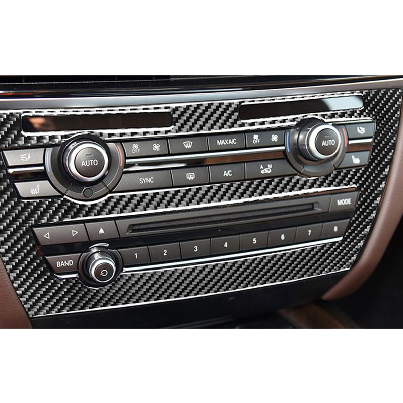 For BMW X5 X6 F15 F16 14-19 Car Styling Real Carbon Fiber Car CD Control Panel Stickers CD Panel Frame Decorations