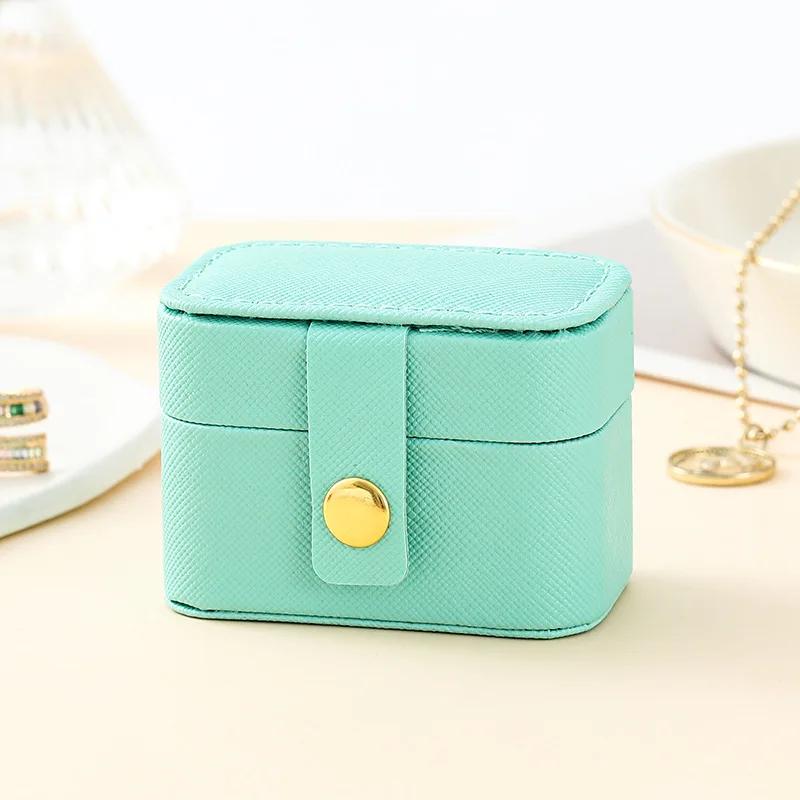 Mini Ring Box Portable Small Jewelry Organizer Display Travel Simple Mini Gift Case Boxes Leather Earring Necklace Holder
