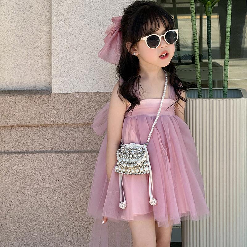 Modern Unisex Kids Mini Crossbody Bag In Vibrant Color Block With Pearls