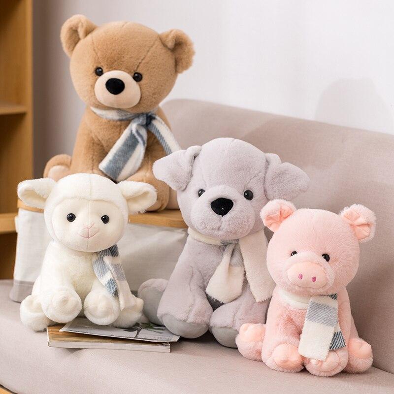 1pc 25 /30 /40cm Lovely Animal Sweet Pig Bear Sheep Dog Plush Toy Soft Cartoon Stuffed Soft Doll For Baby Girls Pillow Gift