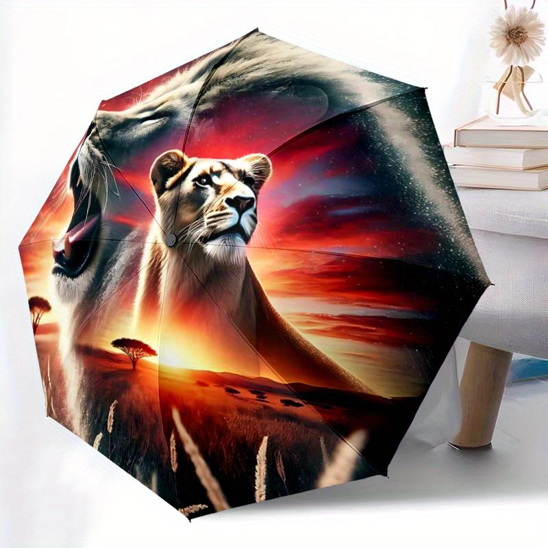 1pc Lion Roar Pattern Automatic Umbrella Is Fashionable and Good-Looking,  Suitable for Travel and Daily UseN057