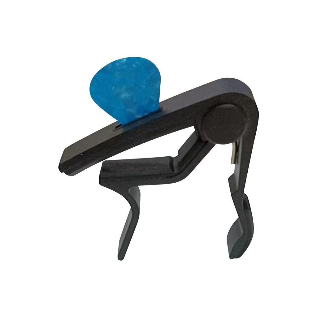 Guitar Medium Grip Wood Grain Capo with Card and Pick Slots