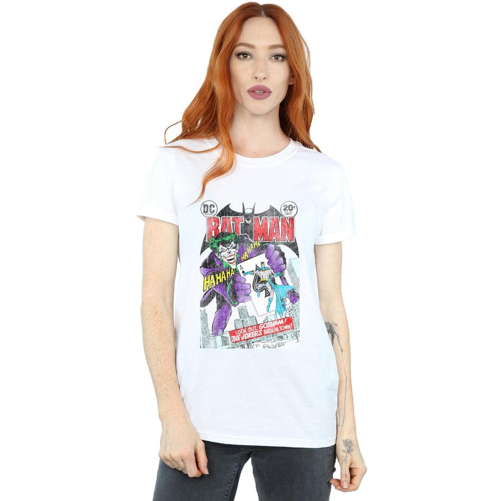 DC Comics Womens/Ladies Batman Joker Playing Card Cover Cotton Boyfriend T-Shirt