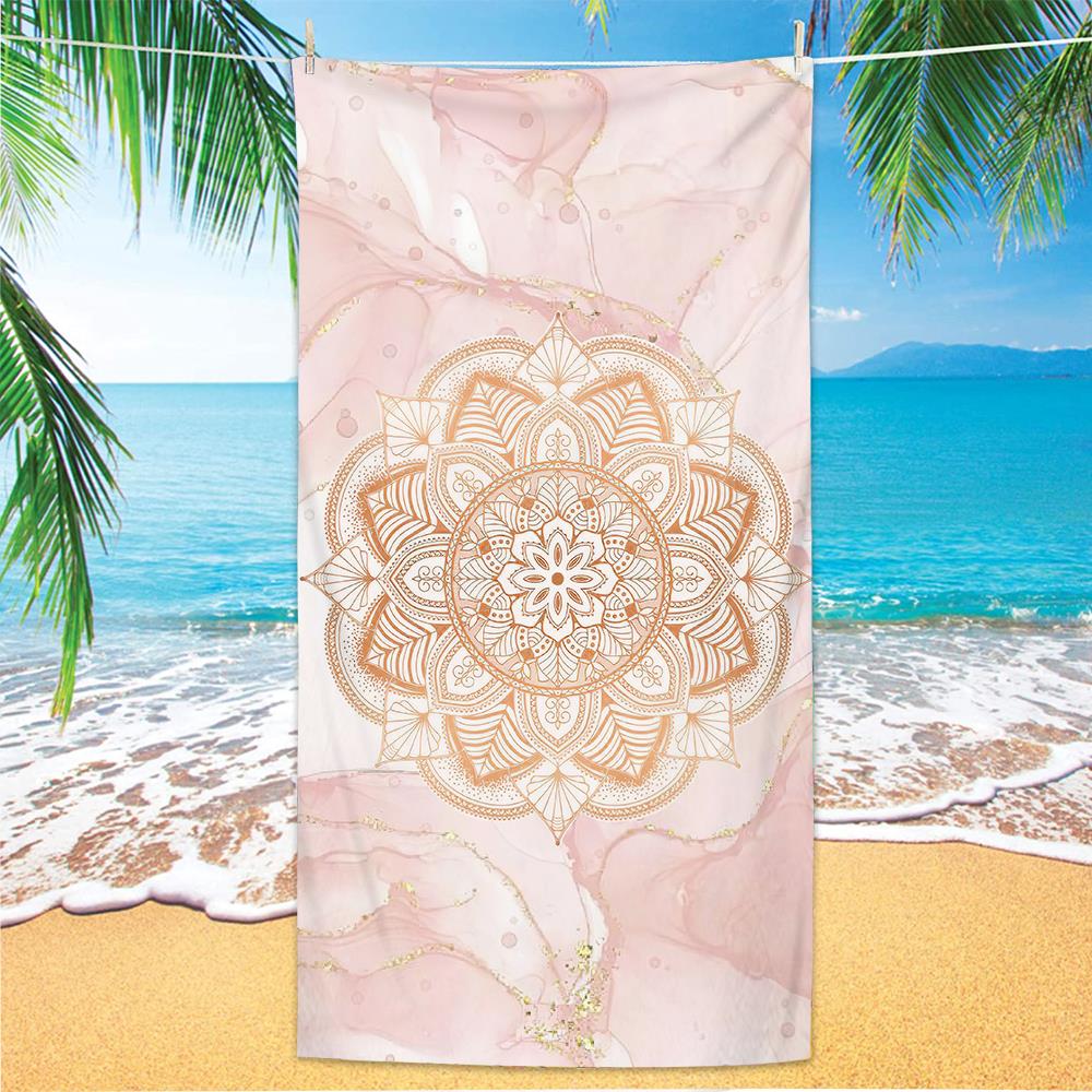 Microfiber Green Floral Sand Free Beach Towels Quick-Dry Palm Leaves Mandala Summer Swimming Pool Bath Towel for Adult Travel