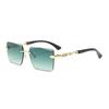 Square frameless sunglasses men's European and American trends leopard head zinc alloy fashion glasses sunglasses spot