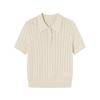 Damen Polokragen Lochstrick Kurzarm Top