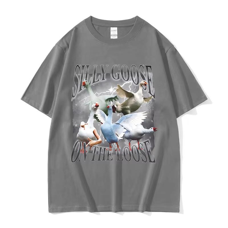 Silly Goose Goose on The Loose Funny Graphic T Shirt Unisex Women Fashion pure Cotton Short Sleeve Tshirt High Quality Tshirts
