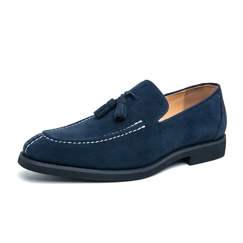 Large Size Suede Business Tassel Loafers Men's British Fashion Purple Dress Leather Shoes Wedding Men's Shoes