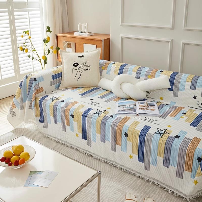 Husă de prosop de canapea din bumbac și in. Husă de canapea integrată din pânză, cu pătură pentru canapea anti-vânt, anti-pisica.