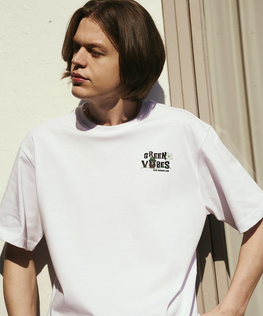 THE GREEN LAB Green Vibes Mini Point Graphic Short Sleeve T-Shirt [Black]