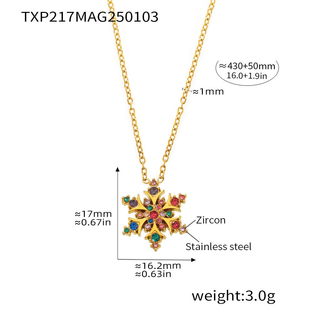 

Xin Yi Xin 5A Zircon Snowflake Necklace, Clavicle Design, PVD-Plated 18K Gold, Non-Fading Jewelry