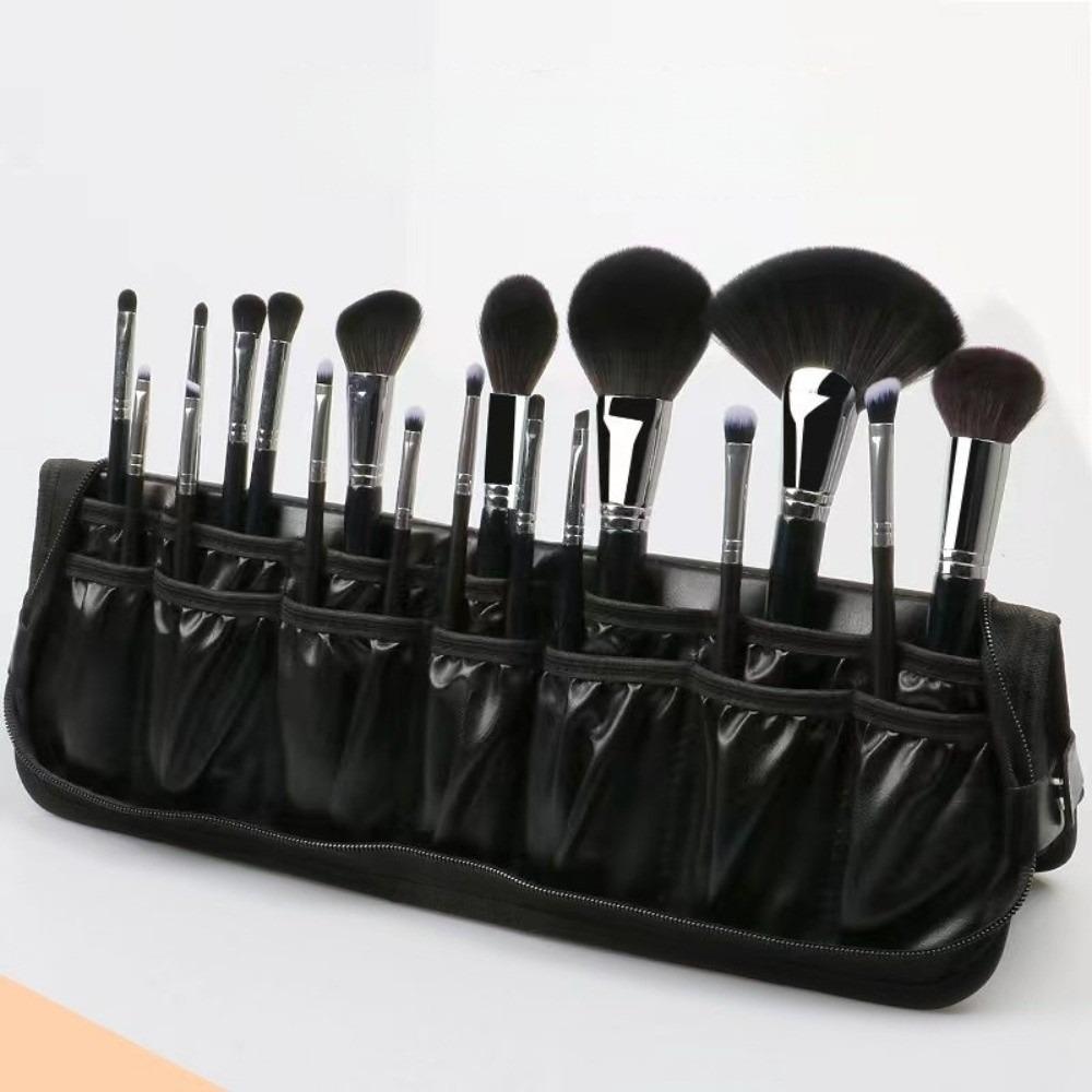 Folding Upright Makeup Brush Bag Lightweight 14/29 Holes Cosmetic Brush Container  Makeup Artist