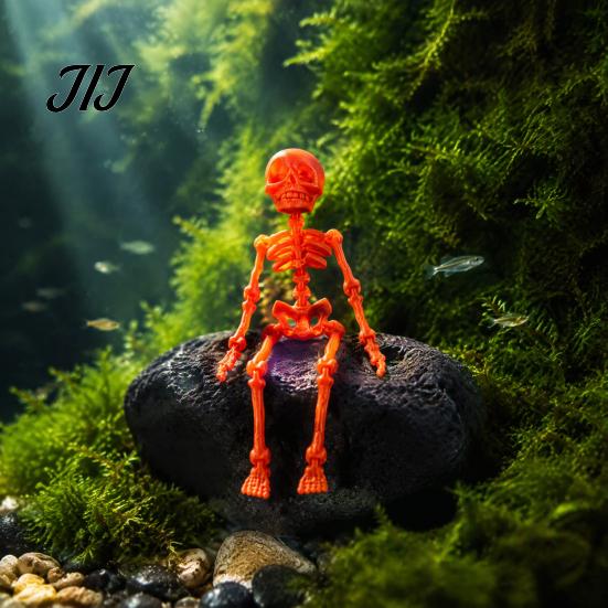 Desktop Gadgets for Pranks Dancing Skeleton Aquarium Bubbler, Halloween Dynamic Fish Tank Ornament, Skull Magnets Refrigerator 3D Printed Articulated