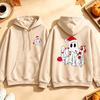 Funny Christmas Ghost Sweatshirt String Lights Candy Cane Graphic Long Sleeves Pullover Spooky Holiday Xmas Tops Women