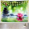 Zen-Garten Wandteppich 60''x40'' Grüner Bambus Zen-Steine Spa Wasser Lotusblume Wandbehang Wandteppich Entspannung Bambus Kerzen