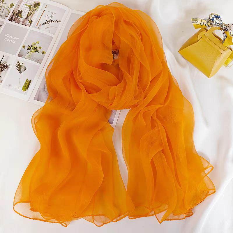 

BYSIFA|Весенний хаки 100% шелковый шарф шаль Элегантные длинные шарфы шали Весна Осень Брендовые аксессуары Головной платок Кейп 170*100