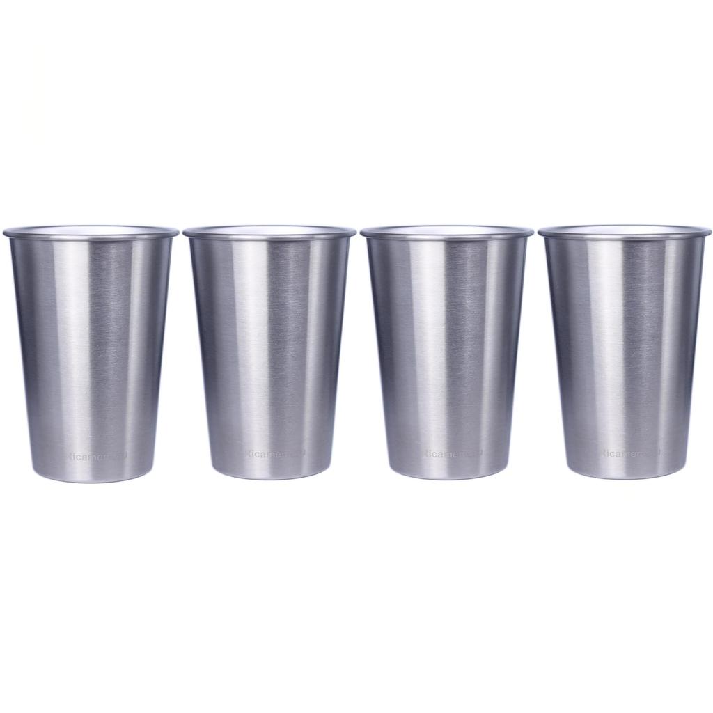 Ricamemoru Stainless Steel Tumbler, 500ml Stainless Steel Mug, Set of 4, Perfect for Coffee, Beer, Camping