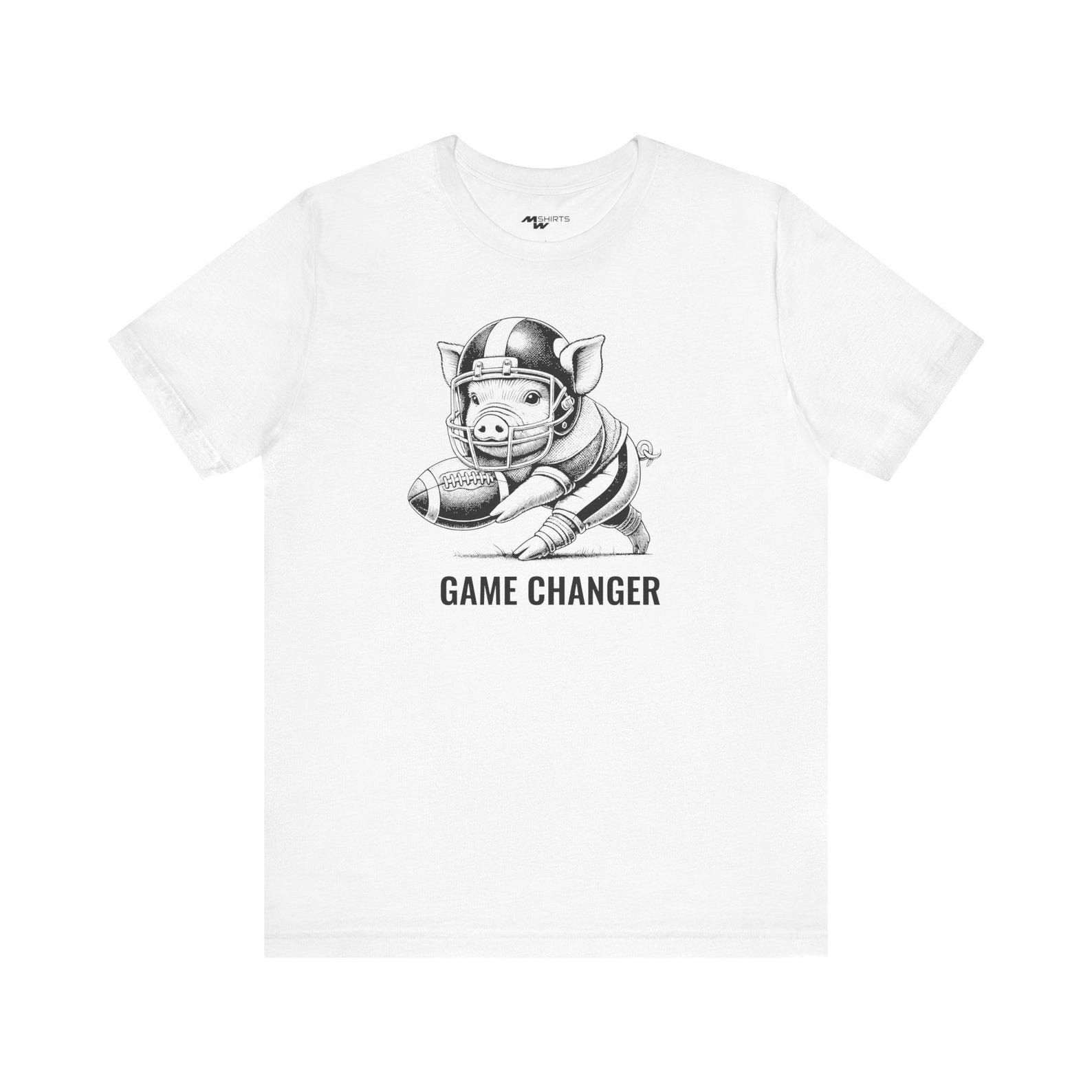 Game Changer/ Engraving-Style Football Mini Pig T-Shirt/ Unisex Jersey Short Sleeve Tee L
