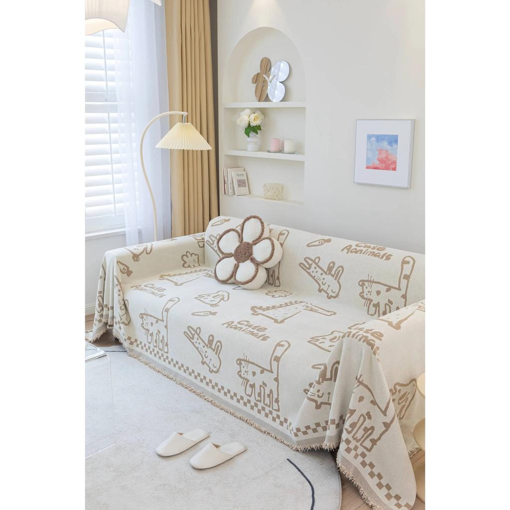 1pc Sofa Cover, Universal Sofa Slipcover For All Seasons, Non-slip Sofa Cover Blanket, Sofa Cushion Protective Cover, Suitable F