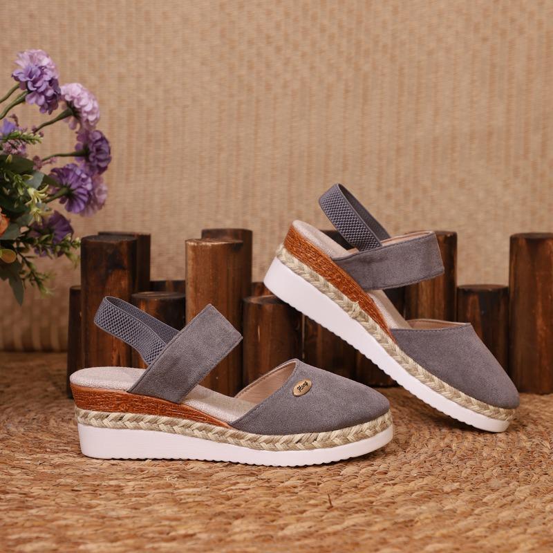 Fashion 2024 Spring and Summer Hot Selling Brand Closed Toe Women's Sandals Casual Sandals Round Toe Wedge Thick Sole Shoes for Women