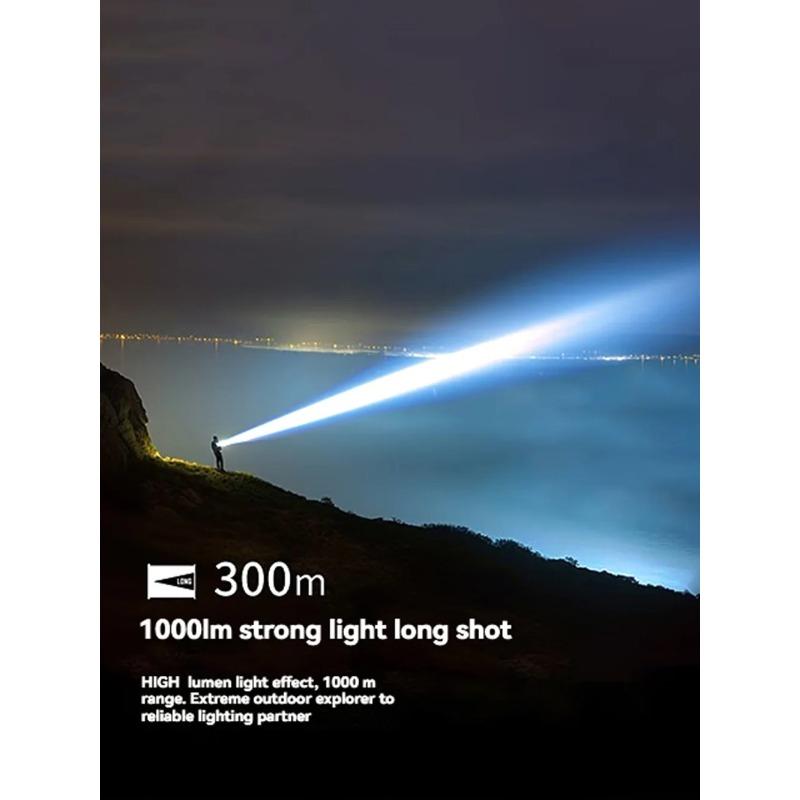 Powerful LED Flashlight Ultra Strong Light Torch USB Rechargeable Outdoor Camping Lamp Long-range Zoom Lantern Power Display