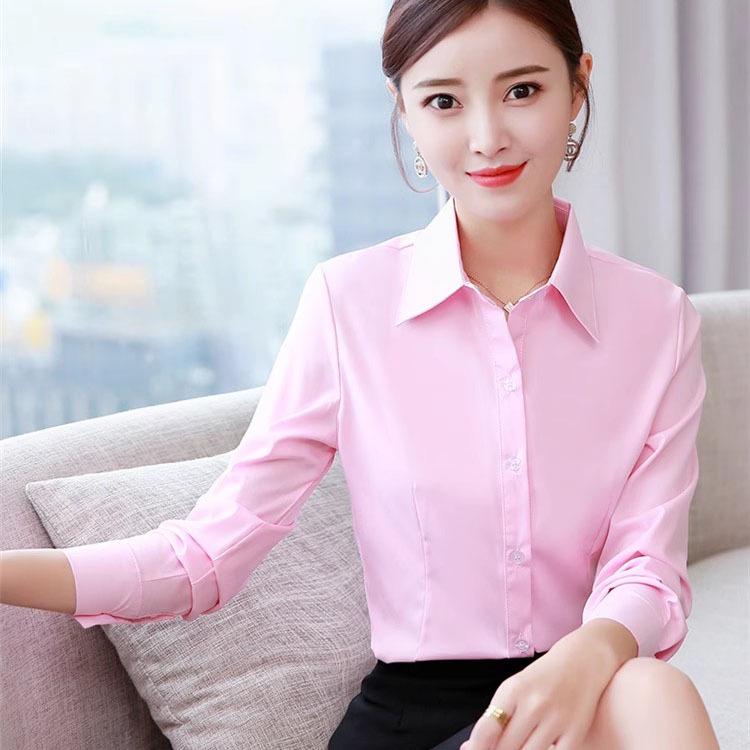 Women's Elegant Autumn White Long Sleeve Shirt - Professional Korean Style, Plus Size, Anti-Exposure