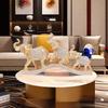 1Pc Resin Feng Shui Golden Three Elephant Decorative Ornaments, Elephant Collection Statues, Suitable for Home, Desktop Decoration Ornaments